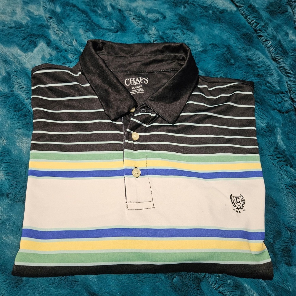 Chaps Golf Polo Shirt Men's XL Striped Short Sleeve Collared‎ Golf Activewear
